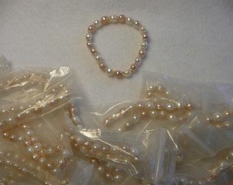 Fresh Water Pearl Double Drilled Bracelet Beads  Pink and Pearl