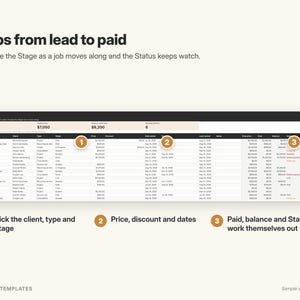 Client Tracker Google Sheets Template, Small Business CRM, Customer & Job Tracking Spreadsheet with Payments and Dashboard image 4
