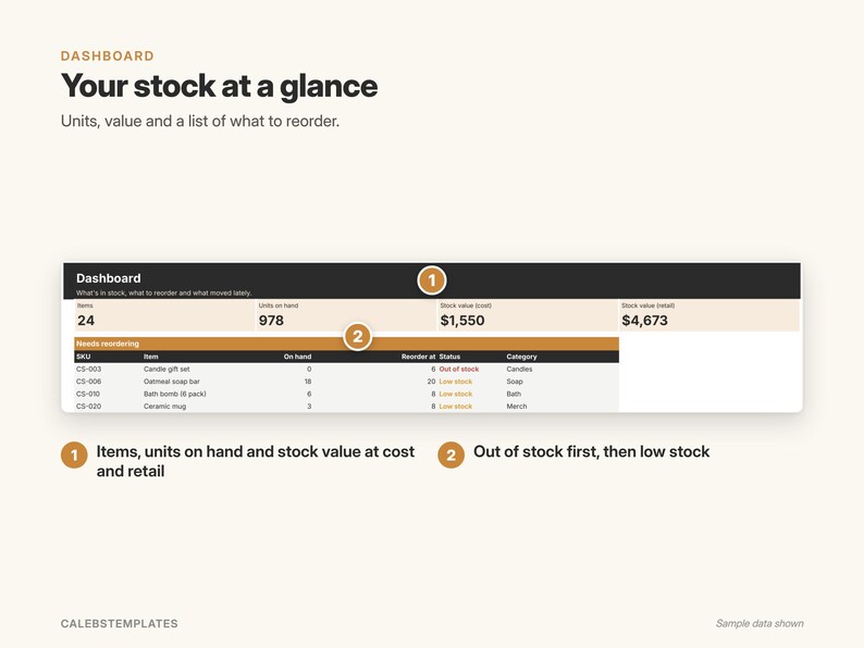 Small Business Inventory Tracker, Google Sheets Template with Low Stock Alerts (Digital Download) image 3