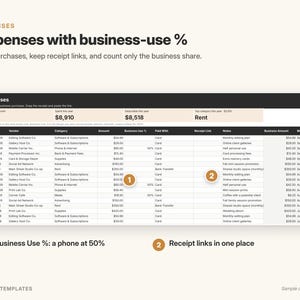 Photographer Bookkeeping & Mileage Tracker | Income and Expense Tracker, Business Expense Spreadsheet | Google Sheets Template image 6