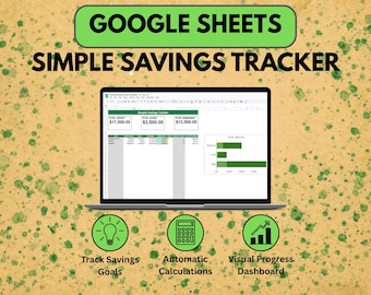 Simple Savings Tracker Google Sheets Template Savings Goal Dashboard Personal Finance Spreadsheet Planner