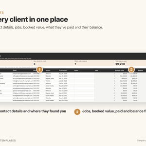 Client Tracker Google Sheets Template, Small Business CRM, Customer & Job Tracking Spreadsheet with Payments and Dashboard image 6