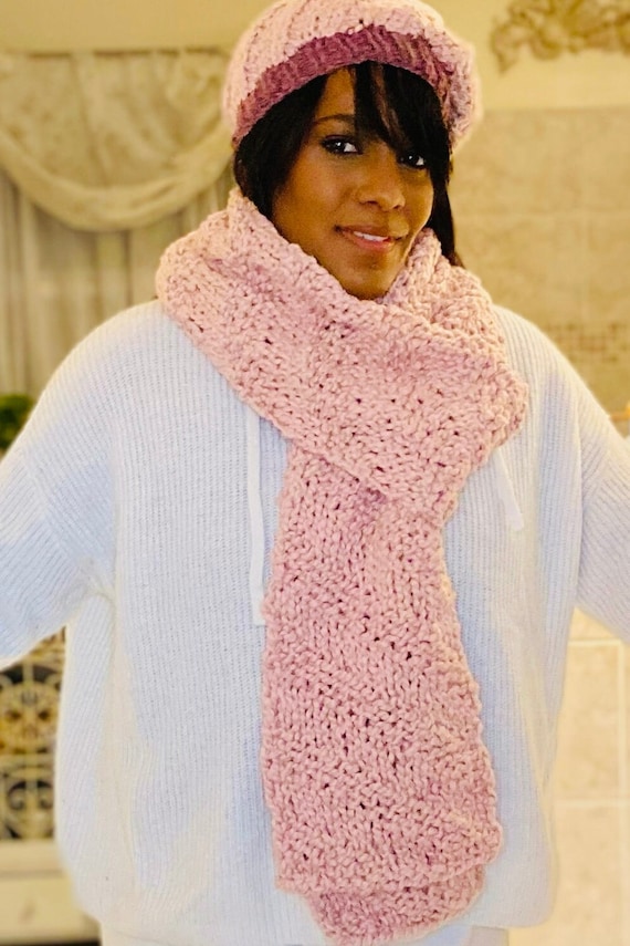 Side Swipe Pale Pink Cotton Scarf