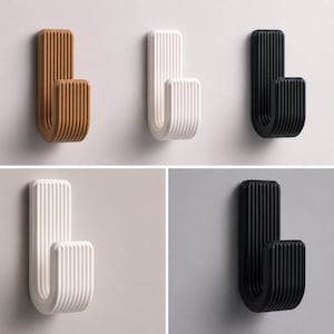 Modern Ribbed Wall Hook | 3D Printed Organizer, Flush Mount Storage