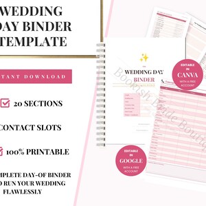 Wedding Day Binder Template | 20-Section Word Doc | Day-Of Coordinator Guide | Printable Instant Download