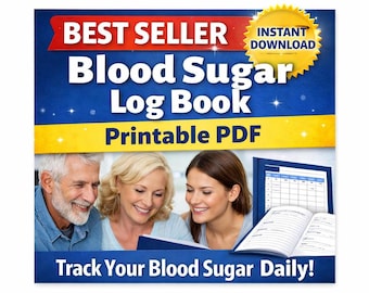 Printable Blood Sugar Log, Daily Glucose Tracker, Diabetes Journal PDF, Blood Sugar Record Sheet, Instant Download