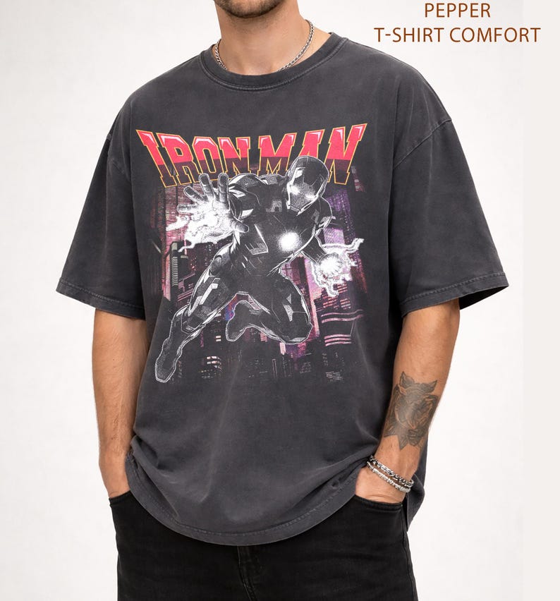 Iron Man Shirt, Tony Stark Vintage Tee, Marvel Avengers Graphic Shirt, Marvel Superhero Shirt, MCU Fan Tee, Marvel Family Party Gift image 7
