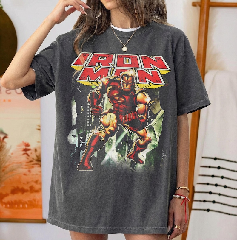 Iron Man Shirt, Tony Stark Vintage Tee, Marvel Avengers Graphic Shirt, Marvel Superhero Shirt, MCU Fan Tee, Marvel Family Party Gift image 5