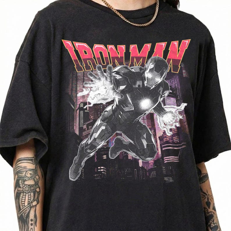 Iron Man Shirt, Tony Stark Vintage Tee, Marvel Avengers Graphic Shirt, Marvel Superhero Shirt, MCU Fan Tee, Marvel Family Party Gift image 2
