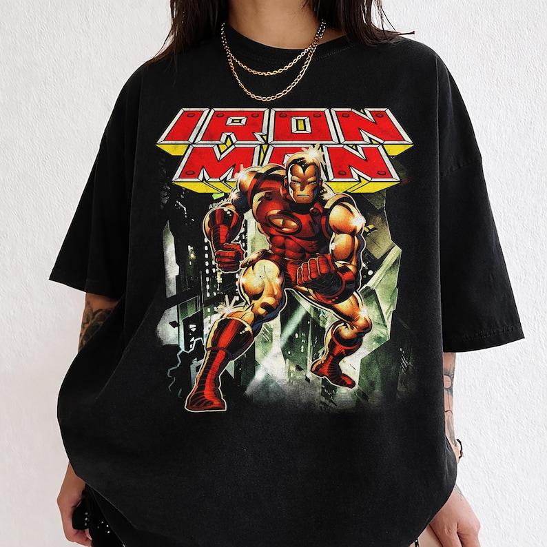 Iron Man Shirt, Tony Stark Vintage Tee, Marvel Avengers Graphic Shirt, Marvel Superhero Shirt, MCU Fan Tee, Marvel Family Party Gift image 7