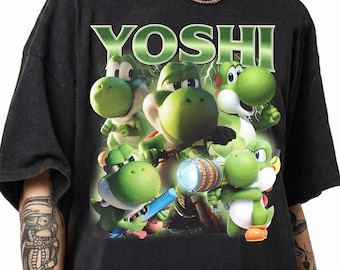 Retro Yoshi Super Mario Character Shirt, Vintage Mario Game Apparel Tee, Universal World T-Shirt