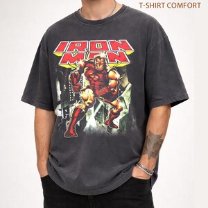 Iron Man Shirt, Tony Stark Vintage Tee, Marvel Avengers Graphic Shirt, Marvel Superhero Shirt, MCU Fan Tee, Marvel Family Party Gift image 2