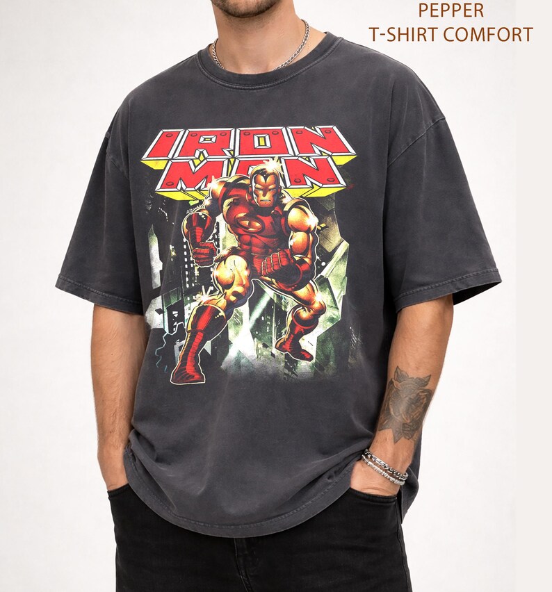 Iron Man Shirt, Tony Stark Vintage Tee, Marvel Avengers Graphic Shirt, Marvel Superhero Shirt, MCU Fan Tee, Marvel Family Party Gift image 2