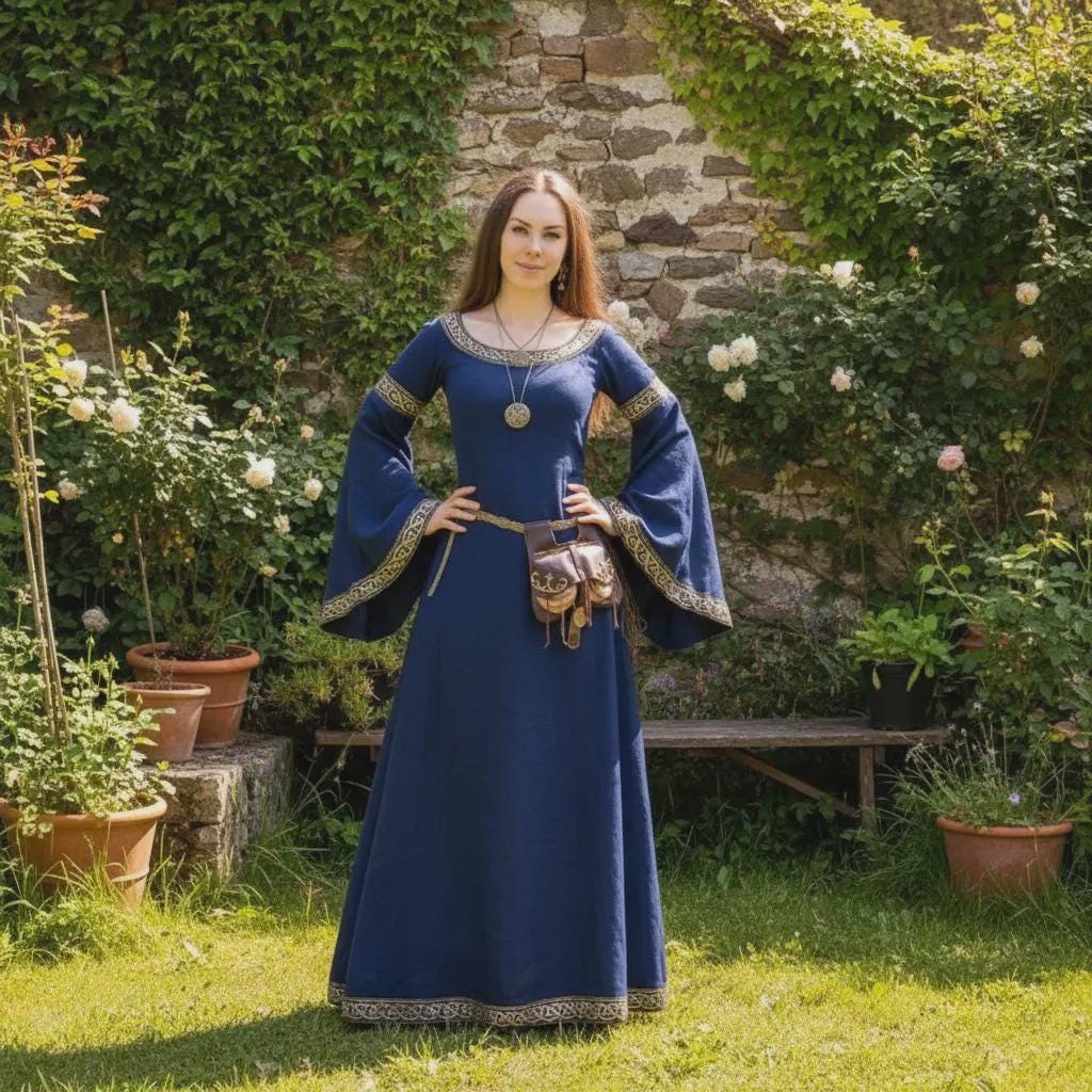 Blue and Gold Medieval Dress - Etsy Blue and Gold Medieval Dress - Etsy