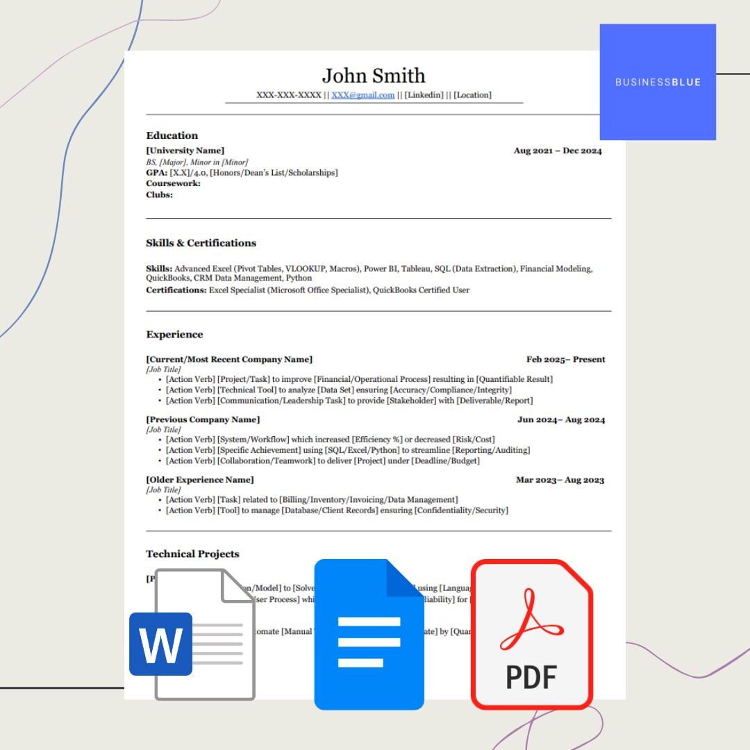 ATS Friendly Resume Template With Cover Letter (microsoft Word, Google ...