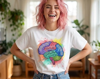 Camiseta con estampado de anatomía cerebral en acuarela, camiseta para estudiantes de medicina y enfermería de neurociencia, Comfort Colors Comfort Fit