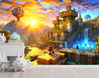 Pixel Video Game Removable Wallpaper: Kids Room Decor