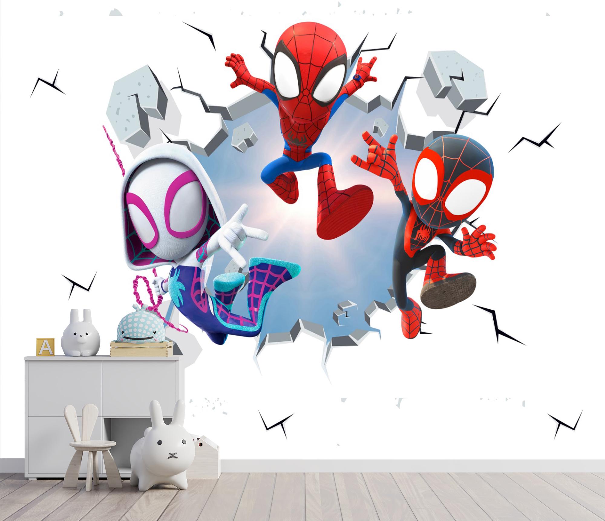 Kids Wallpaper Superhero Wall Mural Comic Hero Team Playroom Decor ...