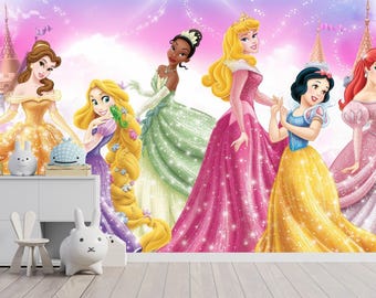 Disney Prinzessinnen Wandbild, Kinderzimmer Wanddekoration, Prinzessin Mädchenzimmer