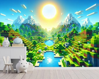 Pixel Art Video Game Removable Wallpaper: Kids Room Decor