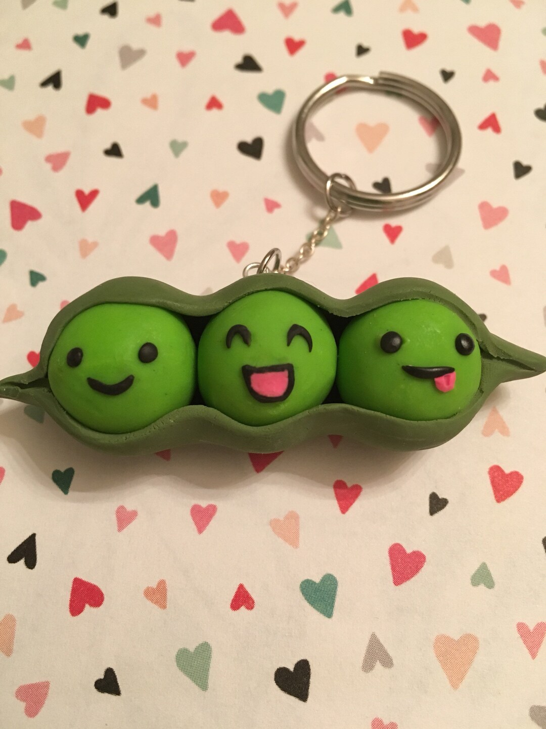 3 Peas in a Pod Keychain Etsy