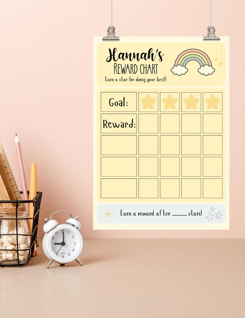 Editable Kids Reward Chart | Pastel Rainbow Daily Routine Checklist ...