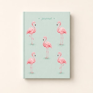 Watercolor Flamingo Notebook - Mint Green Ruled Journal - Tropical Writing Journal - Gift for Flamingo Lovers