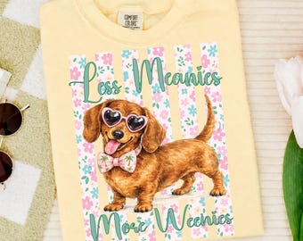 Meno cattivi, più salsicce PNG, Carino bassotto estivo PNG, Divertente design a sublimazione per bassotto, Maglietta preppy per mamma di cane PNG