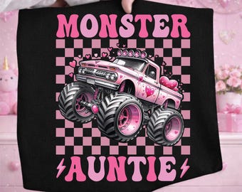 Monster Auntie PNG, Truck Aunt SVG, Pink Monster Truck Design, Aunt Shirt Design, Sublimation PNG, Cricut File, Auntie Gift