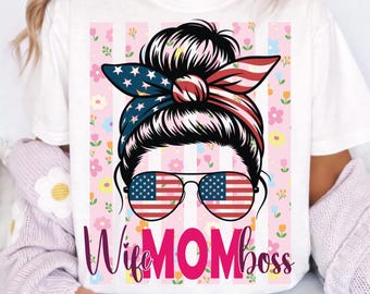 Moglie Mamma Capo PNG, Design Maglietta Mamma Patriottica, Mamma USA Sublimazione PNG, Maglietta Mamma Bandiera Americana, Quattro Luglio PNG, 250 anni PNG