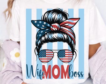 Moglie Mamma Capo PNG, Design Maglietta Mamma Patriottica, Mamma USA Sublimazione PNG, Maglietta Mamma Bandiera Americana, Quattro Luglio PNG, Mamma 250 anni PNG