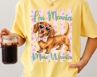 Meno cattivi, più salsicce PNG, Carino bassotto estivo PNG, Divertente design a sublimazione per bassotto, Maglietta preppy per mamma di cane PNG