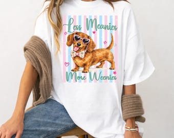 Meno cattivi, più salsicce PNG, bassotto estivo PNG, divertente design per sublimazione di un bassotto, maglietta carina per cani preppy PNG da scaricare