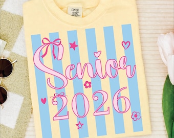 Senior 2026 PNG, Coquette Graduation PNG, Pink Blue Senior Class of 2026 Sublimation Design, Preppy Graduate Shirt PNG