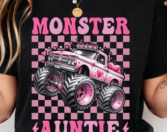 Monster Auntie PNG Design digitale Retro Truck Aunt Shirt Regalo divertente per la zia Quadered Racing Grafica vintage Donne alla moda Sublimazione Download