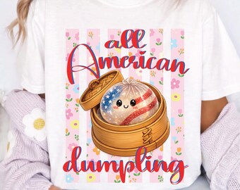 Ravioli americani PNG, design divertente per sublimazione del 4 luglio, simpatici bambini patriottici PNG, design per maglietta con ravioli e bandiera americana