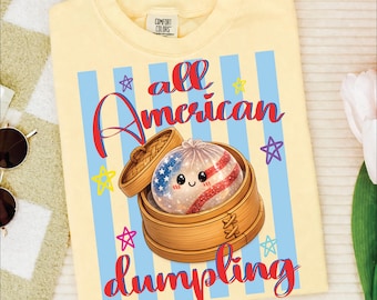 Ravioli americani PNG, design divertente per sublimazione del 4 luglio, simpatici bambini patriottici PNG, design per maglietta con ravioli e bandiera americana