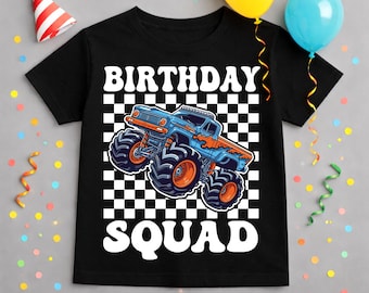 Birthday Squad Monster Truck SVG PNG, Birthday Boy Matching Shirt Design, Monster Truck Birthday Party Graphic, Retro Truck Digital Download