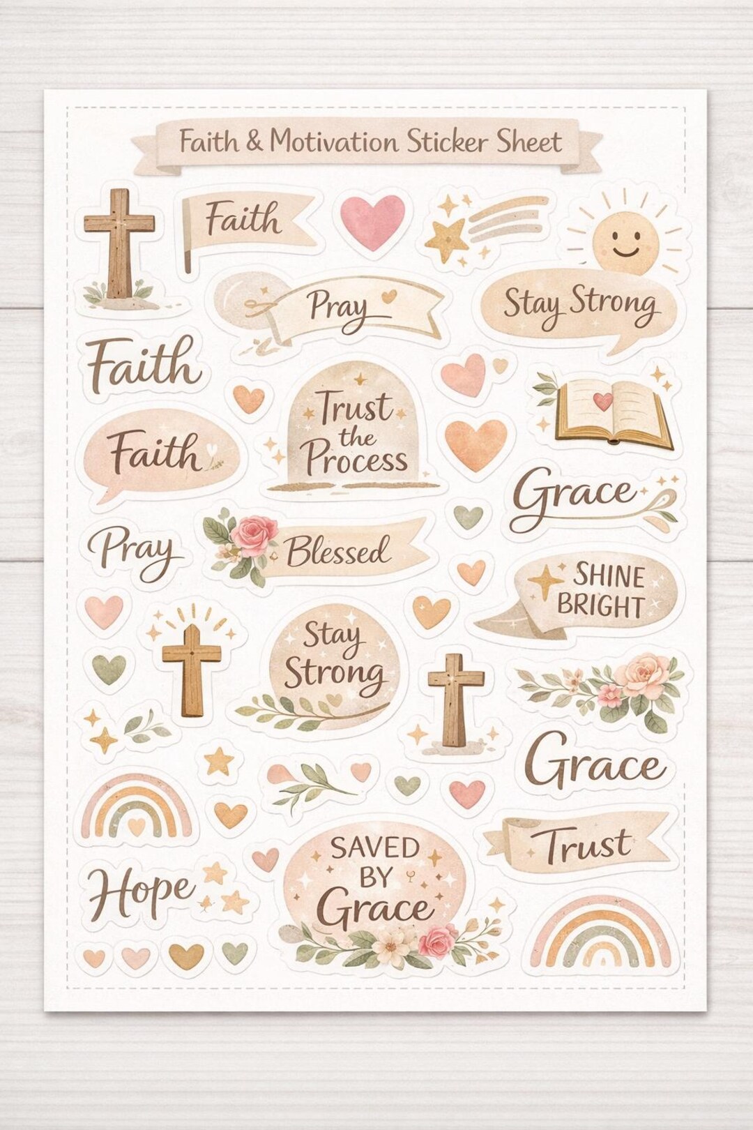 Faith Motivation Sticker Sheet Printable | Christian Planner Stickers ...