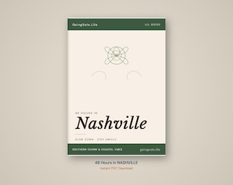 Guía de viaje de 48 horas en Nashville / Descarga digital y mapa