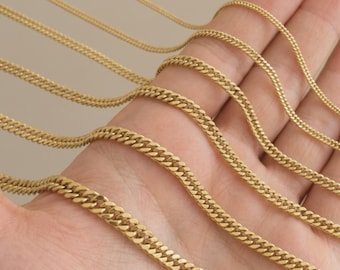 Panzerkette Halskette, Kubanische Kette Halskette | Zierliche Goldkette, Layering Halskette | Einfache Goldkette, echte Goldkette