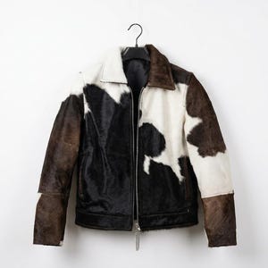 Cowhide Leather Jacket Men Women Real Sheepskin Jacket Handmade Patchwork Fur Coat Vintage Western Style Unisex Winter Jacket