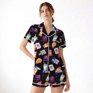 Conjunto de pijama divertido de Taco Bell para mujer, ropa de estar por casa de satén de primera calidad, pijama adorable de comida rápida, regalo único para amantes de los tacos.