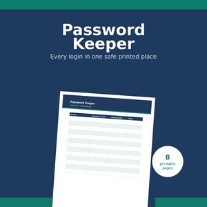 Password Keeper Printable | Website Login Organizer | Internet Password Log Book | Accounts Tracker | Digital Download