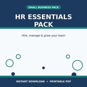 HR Essentials Pakket | HR-gids en printbare formulieren voor kleine bedrijven | Sjabloonen voor werving, onboarding, personeelshandboek en beoordelingen (PDF)