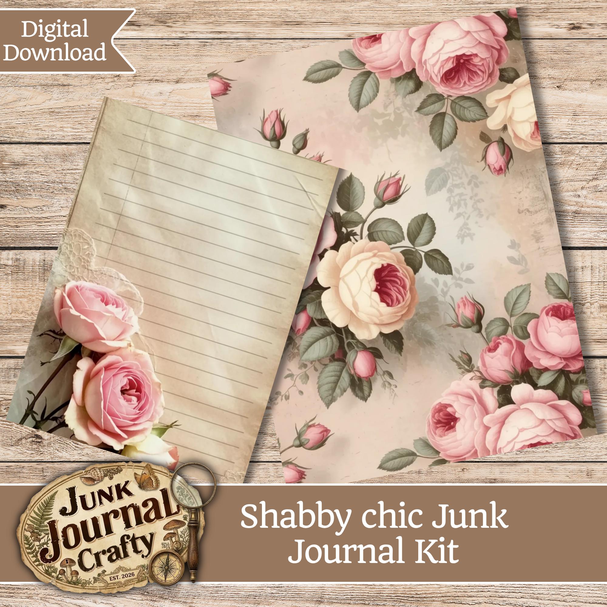 Shabby Chic Junk Journal Kit, Vintage Floral Ephemera, Printable Rose ...