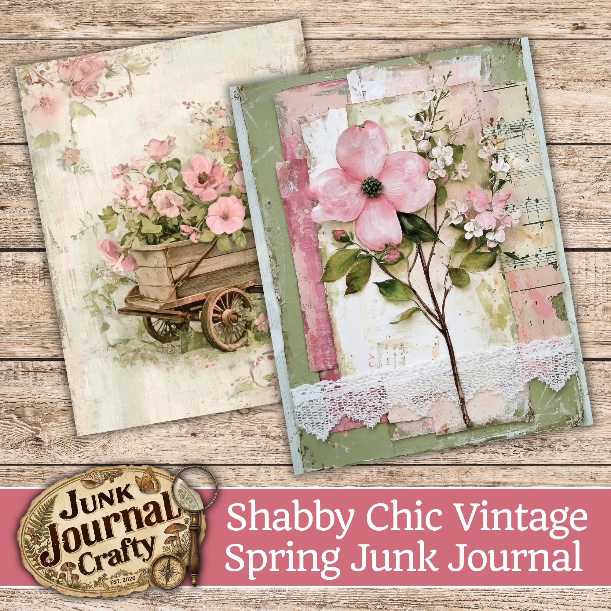 Shabby Chic Easter Junk Journal Kit, Vintage Rabbit Ephemera, Spring ...