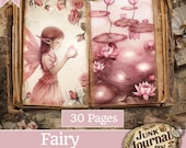 Fairy Garden Junk Journal Kit, Enchanted Forest Printable Paper, Whimsical Fairies Scrapbook Pages, Cottagecore Digital Ephemera Bundle