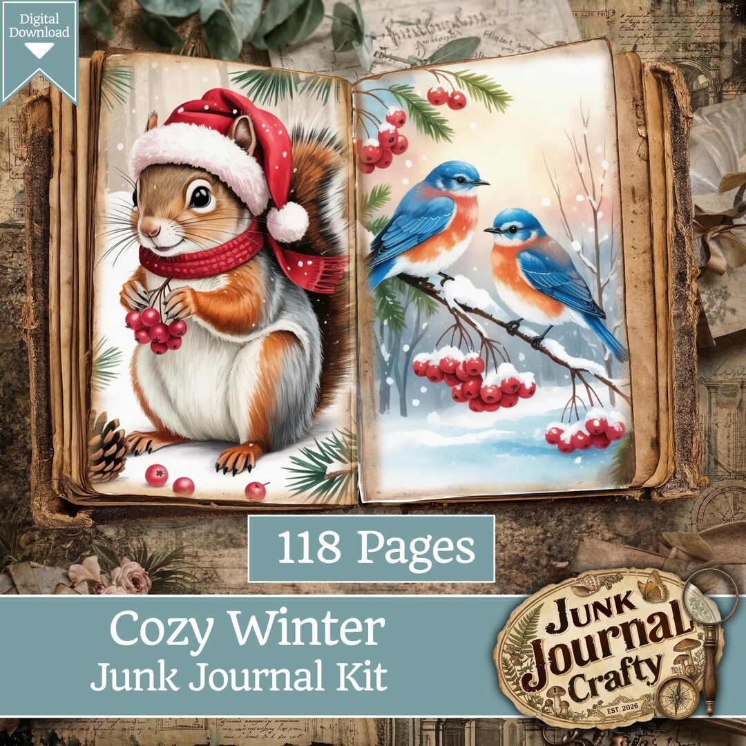 Cozy Winter Junk Journal Pages - 120 Aesthetic Hygge Digital Scrapbook ...