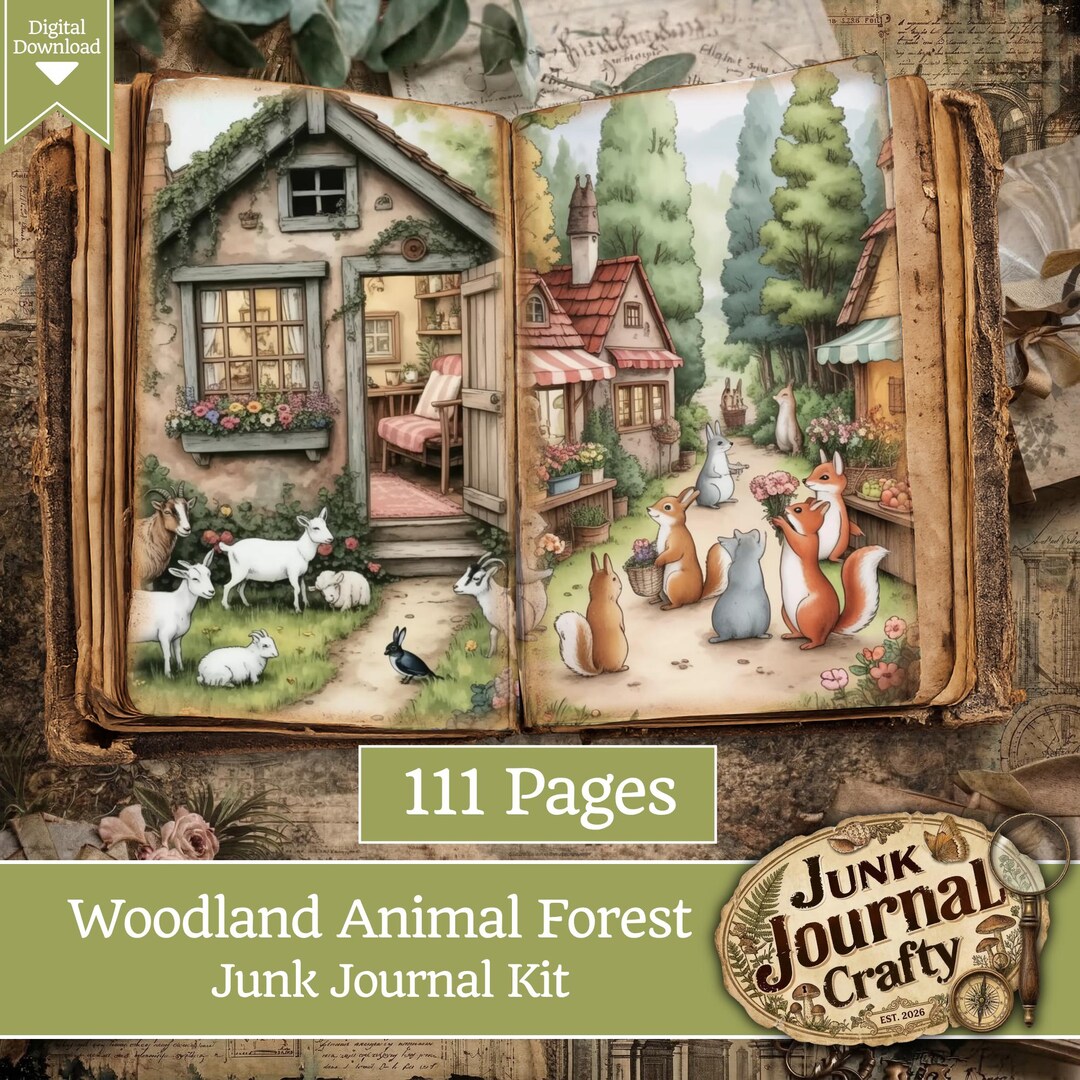 Woodland Animal Junk Journal Kit Forest Nature Printable Paper Bundle ...